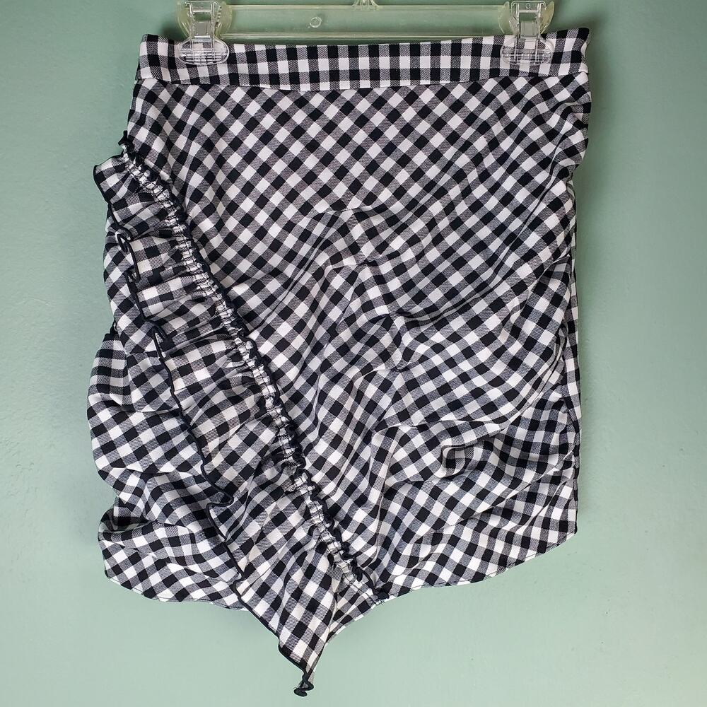 Derek Lam 10 Crosby Womens Gingham Print Ruffle Asymmetric Miniskirt Size 10